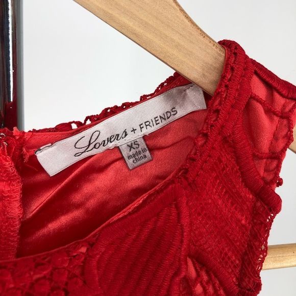 Lovers + Friends Caspian Lace Shift Mini Dress in Coral Red size XS - Picture 11 of 14